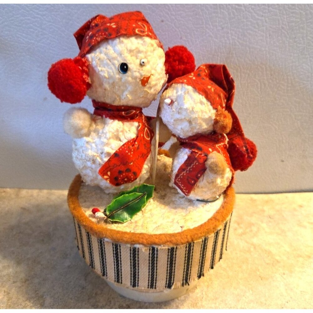 Snowmen Music Box Works AS IS Very Vintage Plays Frosty the Snowman Japan